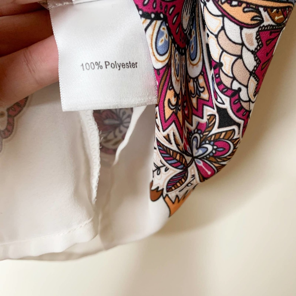 Norm Thompson Floral Print Fuchsia Blouse Sz 1X - Picture 8 of 8